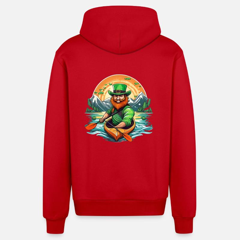 Kayak Trèfle de la Saint-Patrick - Veste à capuche bio décontractée fabriquée en UE - rouge