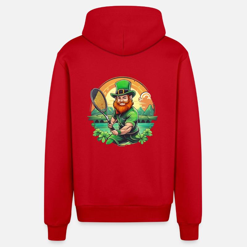 Saint-Patrick Shamrock Tennis - Veste à capuche bio décontractée fabriquée en UE - rouge