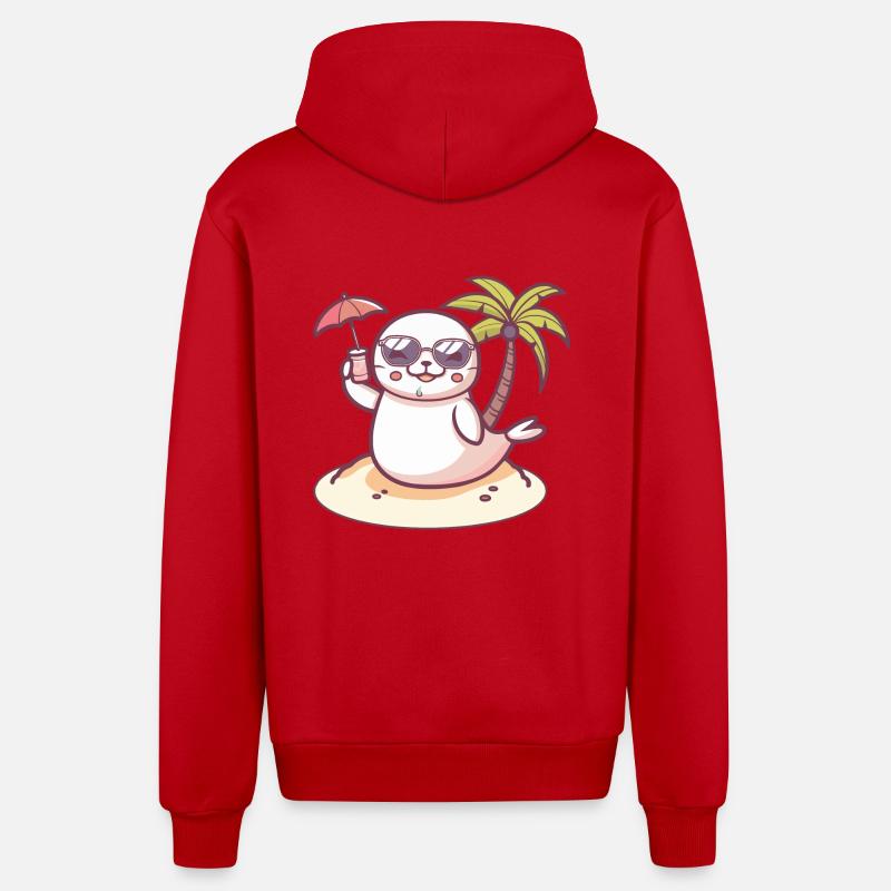 Robbe Sommer Strand Comic - Organic Relaxed Kapuzenjacke Made in EU - Rot