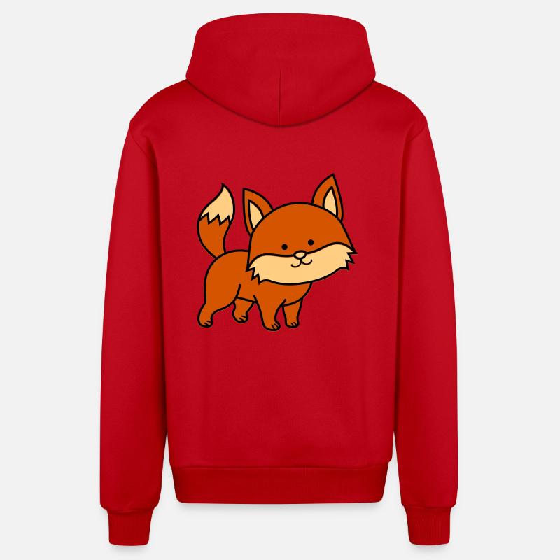 Renard - Veste à capuche bio décontractée fabriquée en UE - rouge