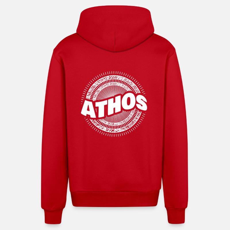 Gift idea Athos - Organic Relaxed Hooded Jacket Made in EU - red