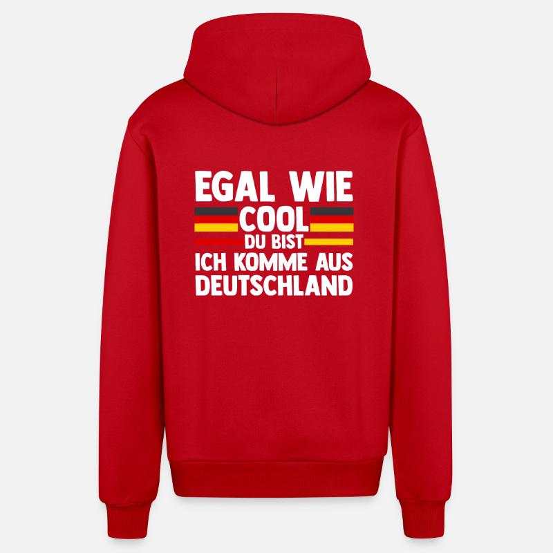 German German Germany - Organic Relaxed Hooded Jacket Made in EU - red