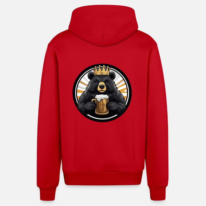 Bear Beer Comic - Organic Relaxed Hooded Jacket Made in EU - red