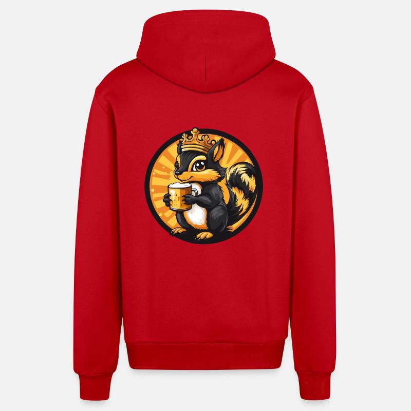 Eichhörnchen Bier Comic - Organic Relaxed Kapuzenjacke Made in EU - Rot