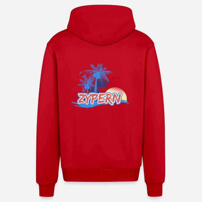 Plage Chypre - Veste à capuche bio décontractée fabriquée en UE - rouge