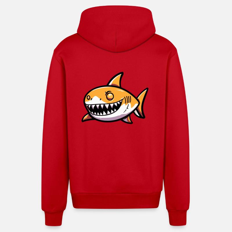 Requin Halloween Animal - Veste à capuche bio décontractée fabriquée en UE - rouge