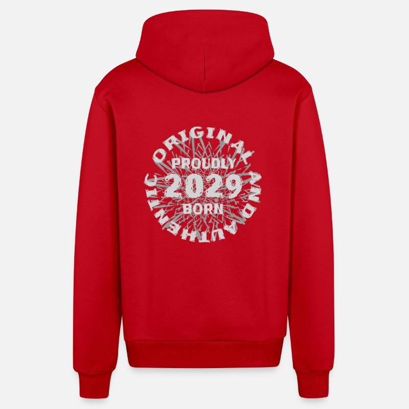 2029 - Veste à capuche bio décontractée fabriquée en UE - rouge