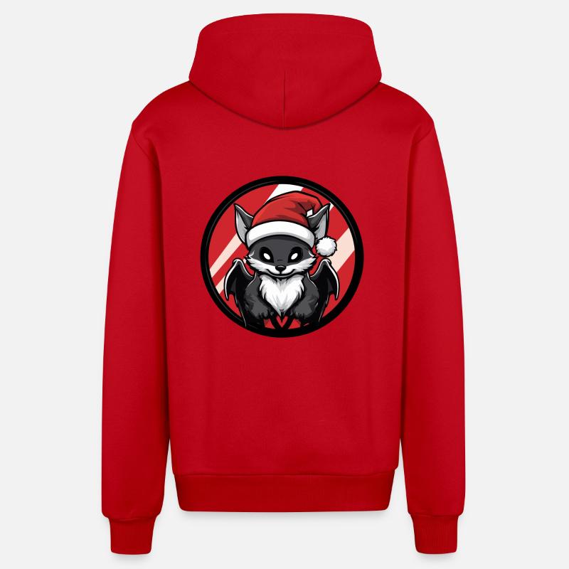 Chauve-souris Noël Noël - Veste à capuche bio décontractée fabriquée en UE - rouge