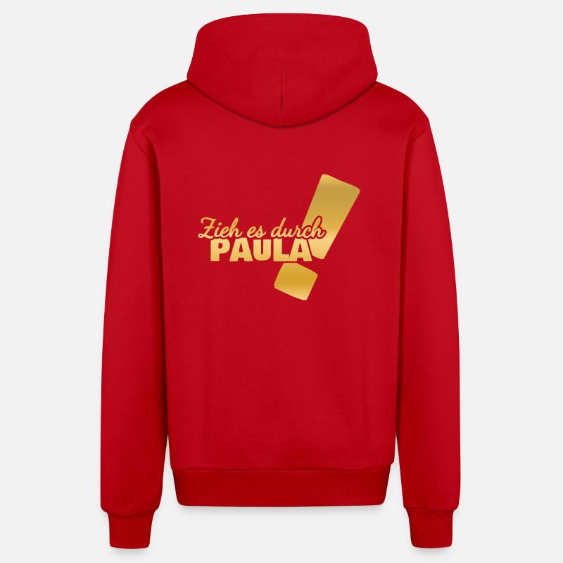 Paula comme prénom - Veste à capuche bio décontractée fabriquée en UE - rouge