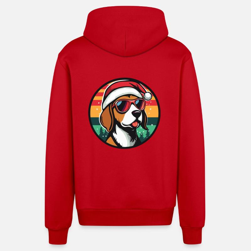 Beagle chien Noël cool - Veste à capuche bio décontractée fabriquée en UE - rouge