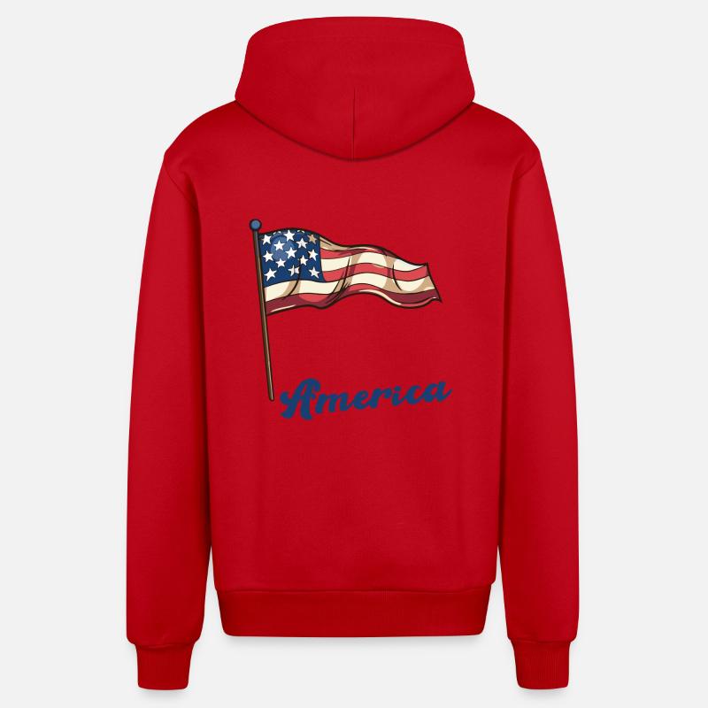 Drapeau de l’Amérique - Veste à capuche bio décontractée fabriquée en UE - rouge