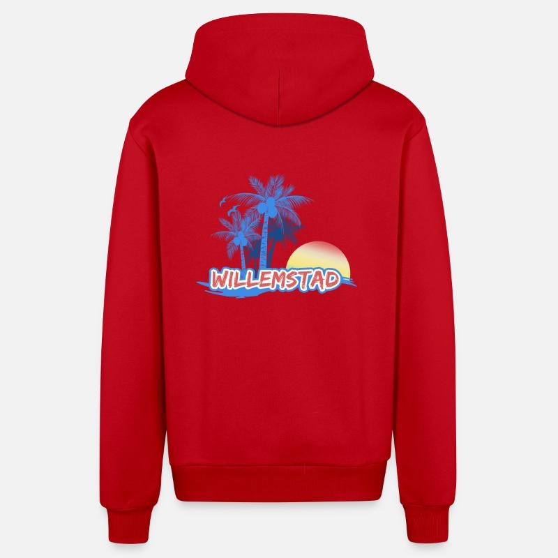 Plage de Willemstad - Veste à capuche bio décontractée fabriquée en UE - rouge