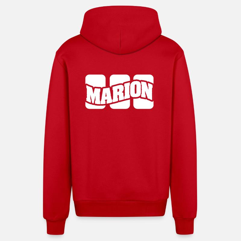 Nom Marion - Veste à capuche bio décontractée fabriquée en UE - rouge