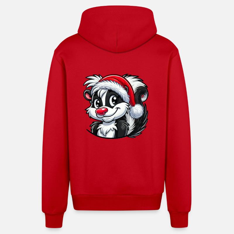 Noël Skunk - Veste à capuche bio décontractée fabriquée en UE - rouge