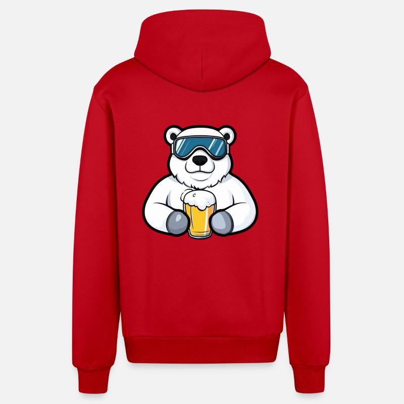 Eisbär Ski Bier - Organic Relaxed Kapuzenjacke Made in EU - Rot