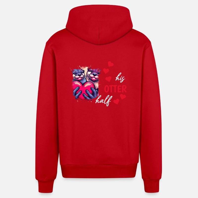Loutre demi-amour cadeau - Veste à capuche bio décontractée fabriquée en UE - rouge
