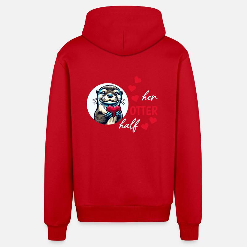 Otter half liebe geschenk - Organic Relaxed Kapuzenjacke Made in EU - Rot