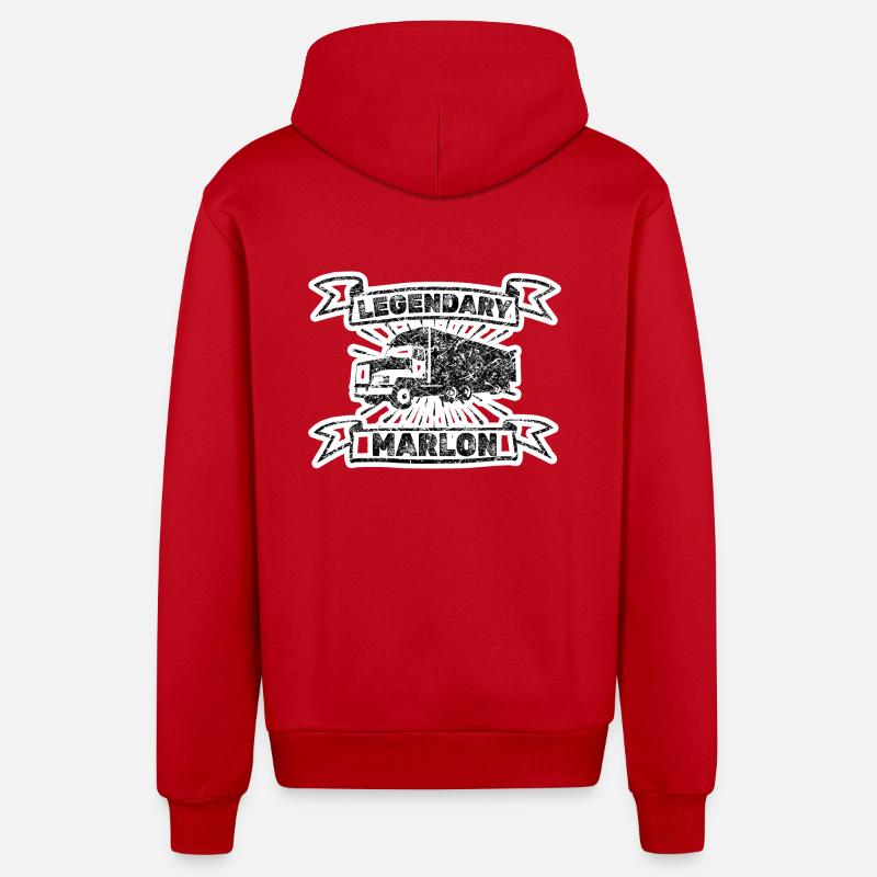 Cadeau pour Marlon - Veste à capuche bio décontractée fabriquée en UE - rouge
