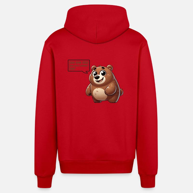 Ours Bande dessinée Mignon - Veste à capuche bio décontractée fabriquée en UE - rouge