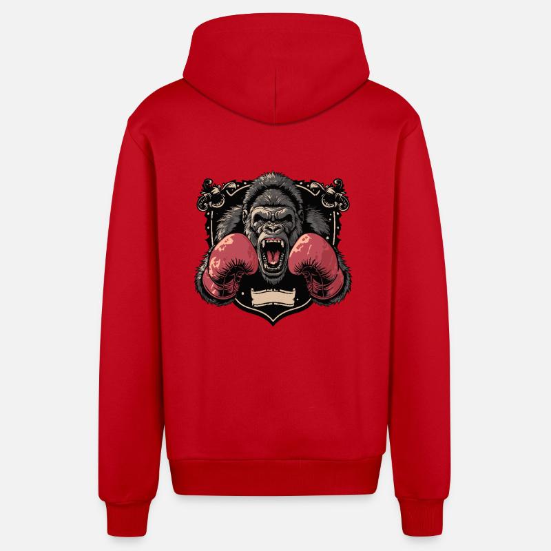 Gorilla Boxer MMA - Veste à capuche bio décontractée fabriquée en UE - rouge