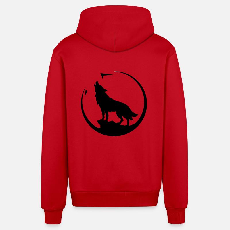 Wolf - Protection de la nature - Veste à capuche bio décontractée fabriquée en UE - rouge