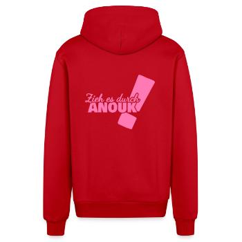Anouk as a given name - Organic Relaxed Hooded Jacket Made in EU - red - Back
