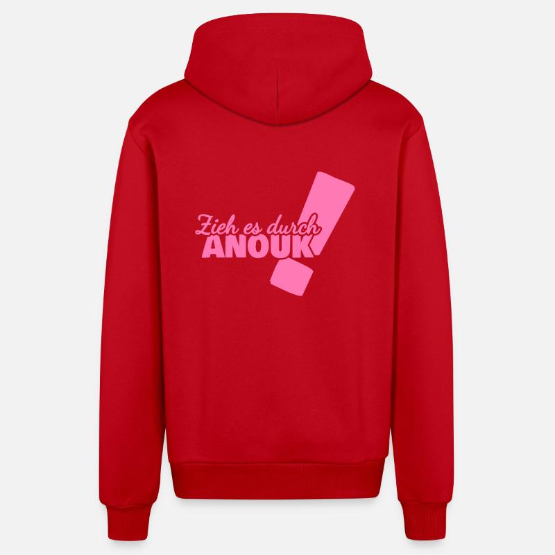 Anouk comme prénom - Veste à capuche bio décontractée fabriquée en UE - rouge