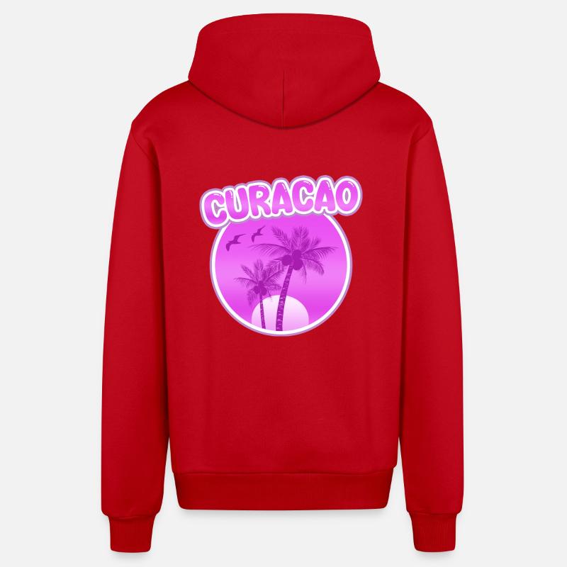 Cadeau pour Curaçao - Veste à capuche bio décontractée fabriquée en UE - rouge