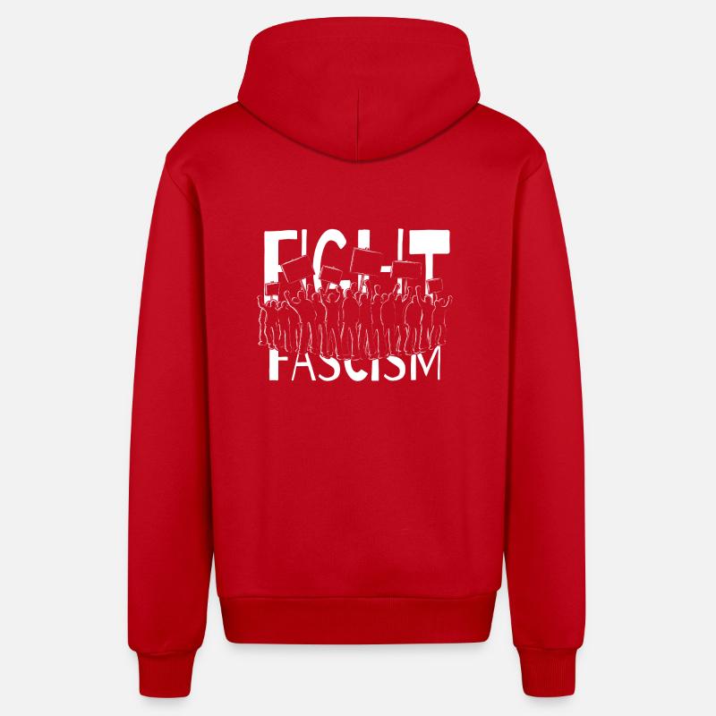 Combattez le fascisme ! Nous sommes plus ! Manifestation antifasciste - Veste à capuche bio décontractée fabriquée en UE - rouge