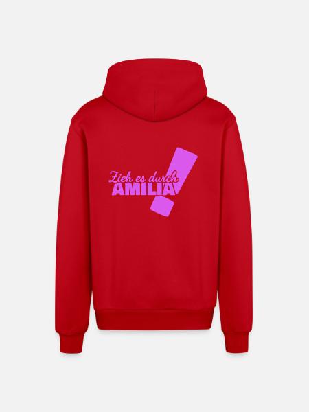 Gift for Amilia - Organic Relaxed Hooded Jacket Made in EU - red
