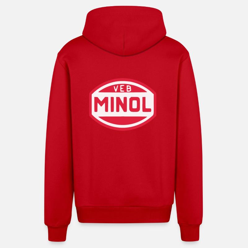 VEB Minol - Veste à capuche bio décontractée fabriquée en UE - rouge
