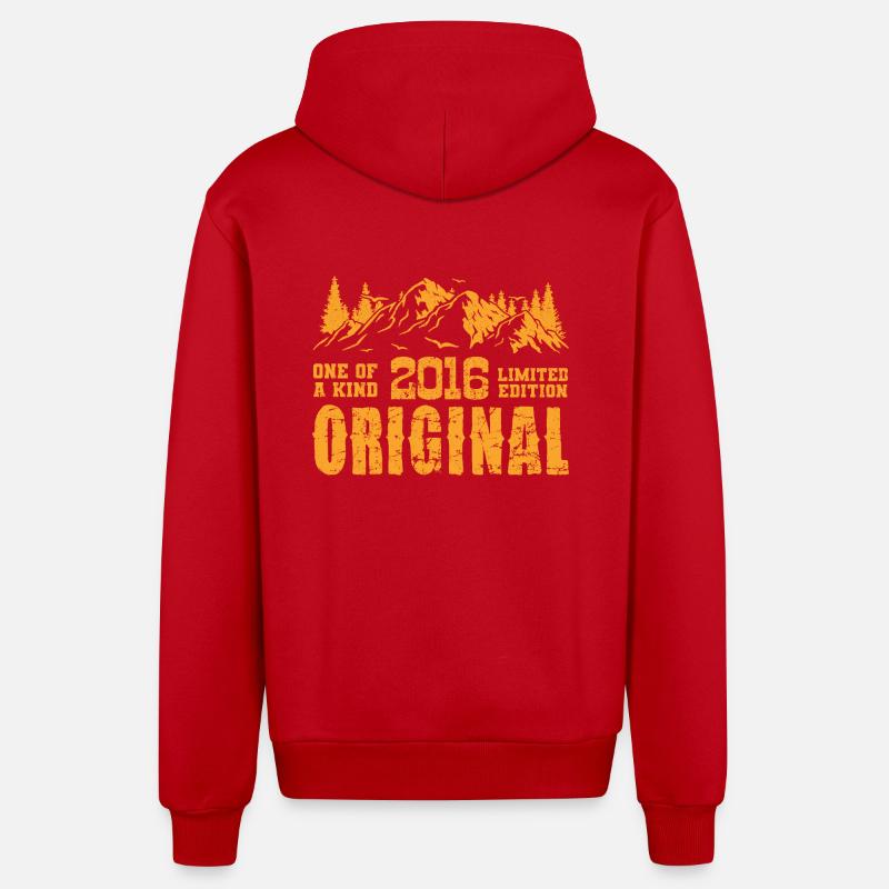 Cadeau d’anniversaire 2016 - 2016 - Veste à capuche bio décontractée fabriquée en UE - rouge
