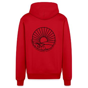 Gravel, Mountain Bike, Passion, Cycling - Organic Relaxed Hooded Jacket Made in EU - red - Back