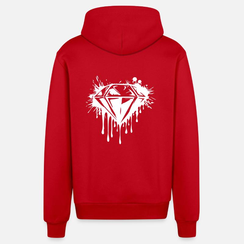 Diamant Pierre précieuse - Veste à capuche bio décontractée fabriquée en UE - rouge