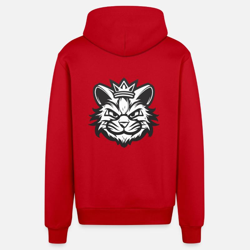 Couronne de tête de chat - Veste à capuche bio décontractée fabriquée en UE - rouge