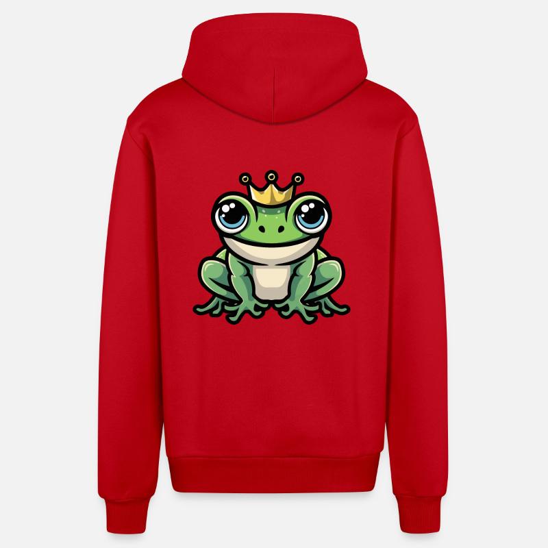 Couronne de grenouille - Veste à capuche bio décontractée fabriquée en UE - rouge