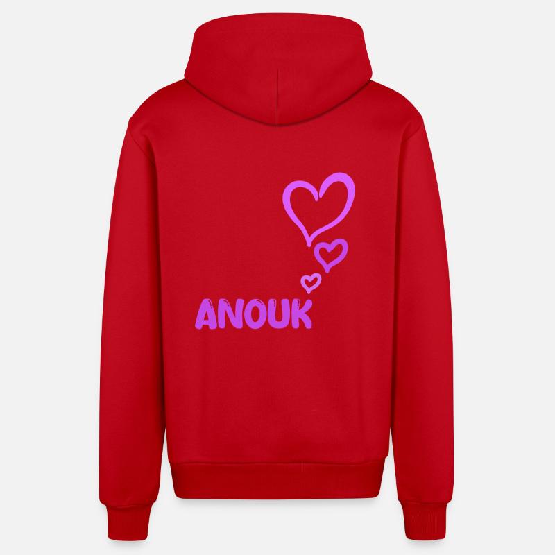 Cadeau pour Anouk - Veste à capuche bio décontractée fabriquée en UE - rouge