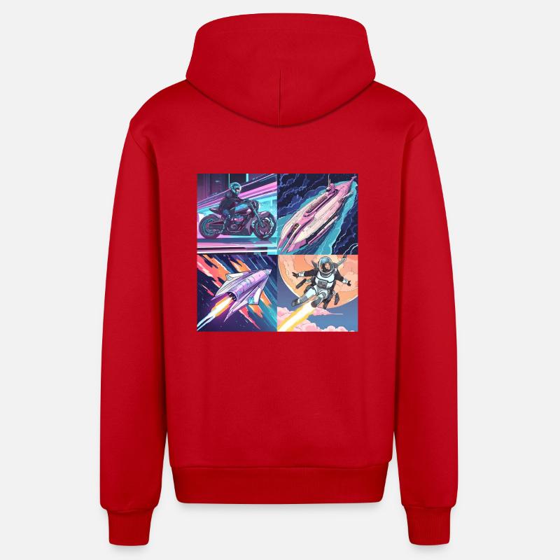 L’avenir dans l’espace - Veste à capuche bio décontractée fabriquée en UE - rouge