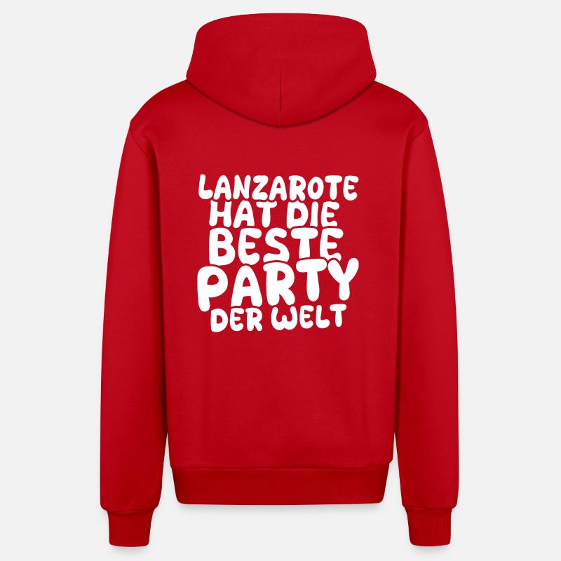 Destination de vacances Lanzarote - Veste à capuche bio décontractée fabriquée en UE - rouge