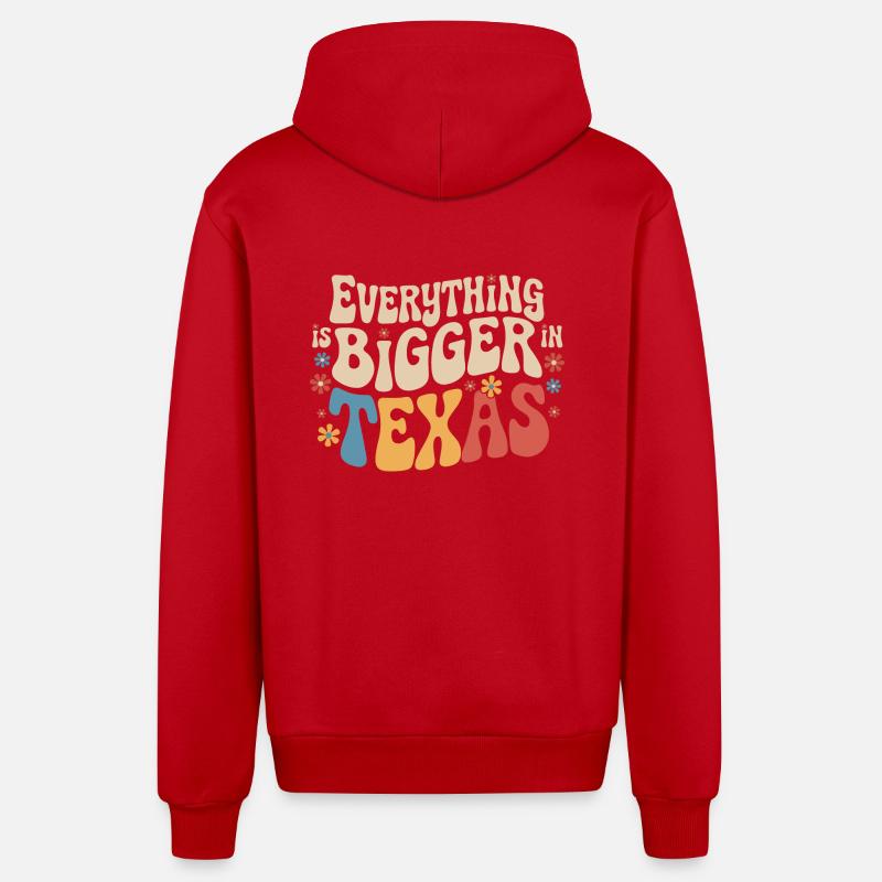 État du Texas Texans Texas - Veste à capuche bio décontractée fabriquée en UE - rouge