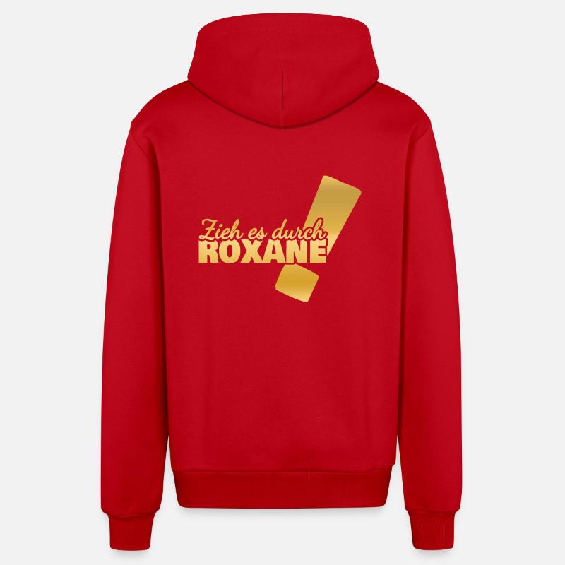 Prénom Roxane - Veste à capuche bio décontractée fabriquée en UE - rouge