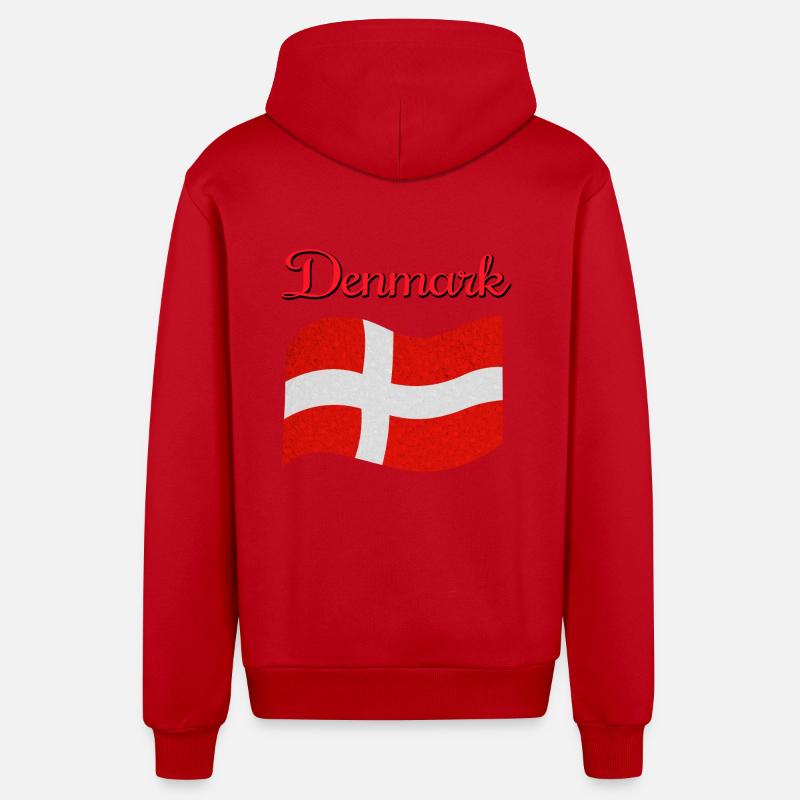 Drapeau du Danemark - Veste à capuche bio décontractée fabriquée en UE - rouge