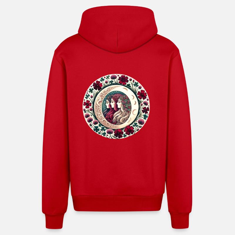 Triple Déesse - Veste à capuche bio décontractée fabriquée en UE - rouge