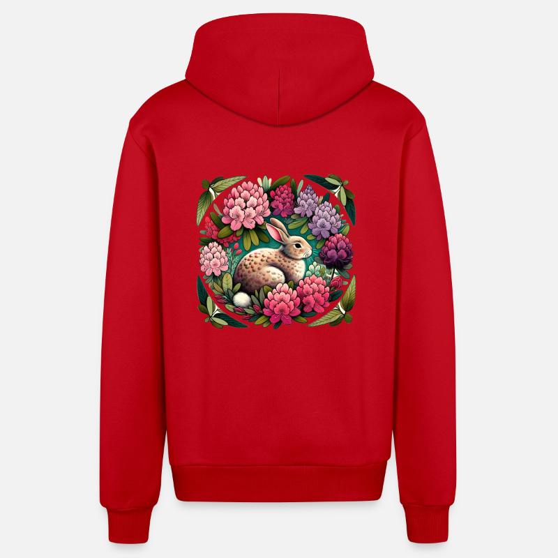 Lapin mignon lapin - Veste à capuche bio décontractée fabriquée en UE - rouge