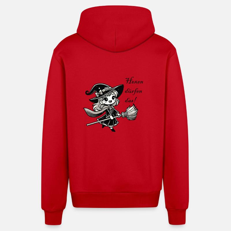 Bande dessinée de sorcière - Veste à capuche bio décontractée fabriquée en UE - rouge