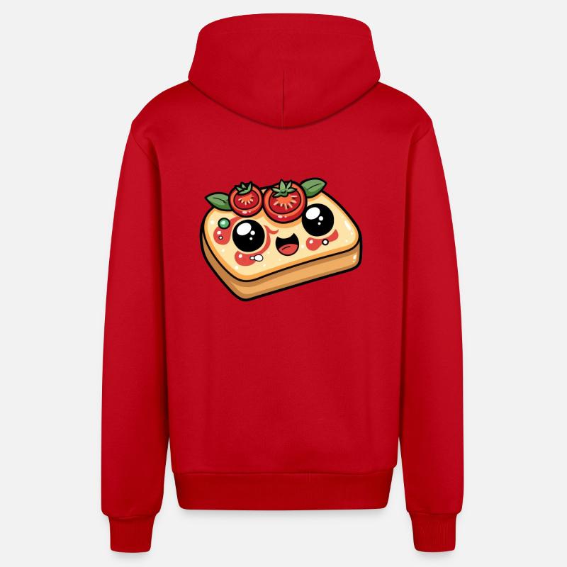Funny Bread with Tomato Comic - Organic Relaxed Hooded Jacket Made in EU - red