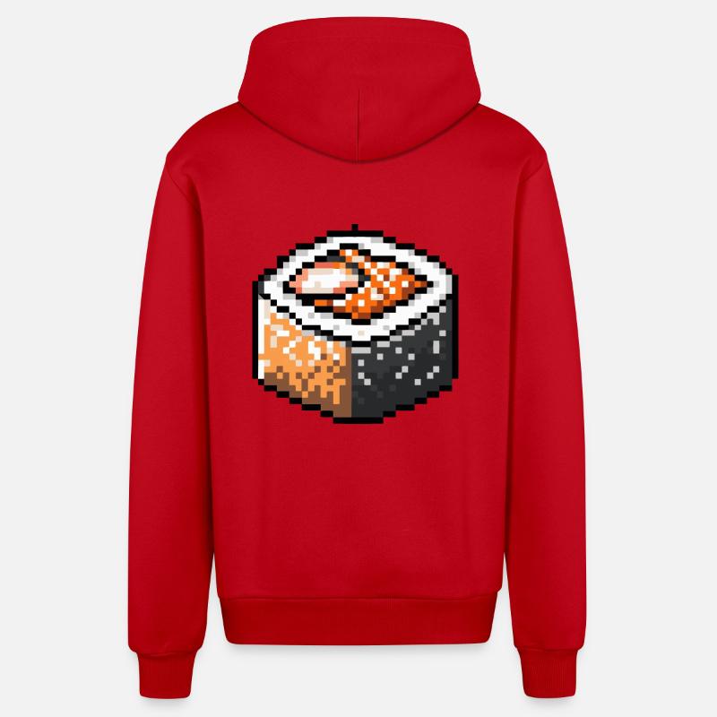 Joueur de pixels de sushi - Veste à capuche bio décontractée fabriquée en UE - rouge