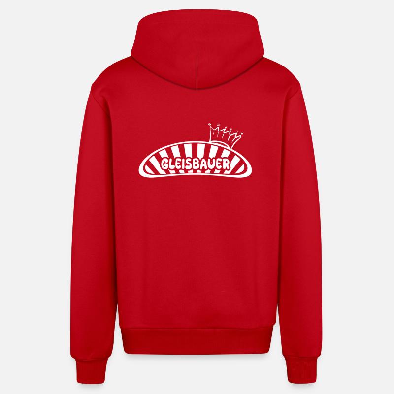 Track Builder as a Profession - Organic Relaxed Hooded Jacket Made in EU - red