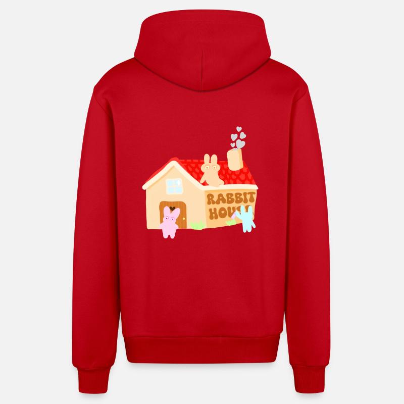 La maison des lapins - Veste à capuche bio décontractée fabriquée en UE - rouge