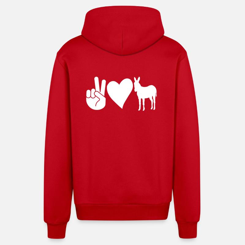 Âne - Veste à capuche bio décontractée fabriquée en UE - rouge